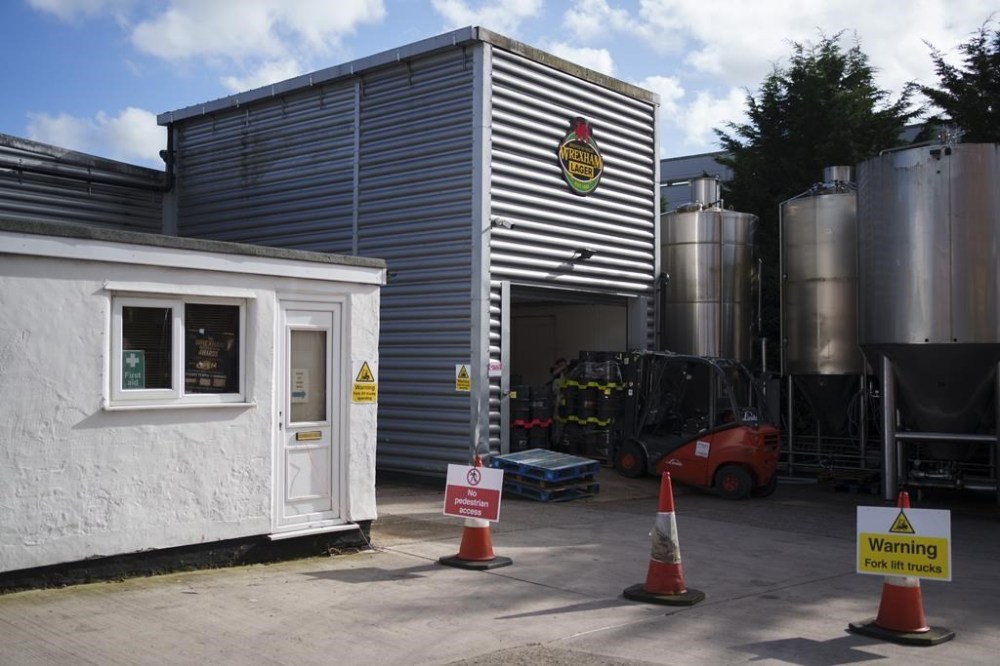 A view of the Wrexham Lager brewery in Wrexham, Wales, Monday, Oct. 7, 2024. (AP Photo/Jon Super)