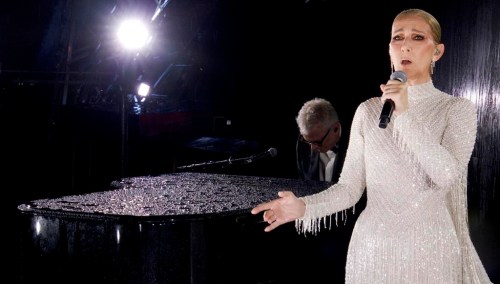 This photo released by the Olympic Broadcasting Services shows Canadian Singer Celine Dion performing on the Eiffel Tower during the opening ceremony for the 2024 Summer Olympics in Paris, France, Friday, July 26, 2024. 
Dion has released a recording of her performance of 