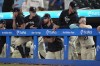 Minnesota Twins players stand in the dugout after a baseball game against the Miami Marlins, Thursday, Sept. 26, 2024, in Minneapolis. The Marlins won 8-6 in 13 innings. (AP Photo/Abbie Parr)