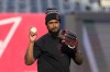 Cleveland Guardians pitcher Emmanuel Clase throws during a workout Sunday, Oct. 13, 2024, in New York, ahead of Game 1 of the baseball AL Championship Series. (AP Photo/Godofredo Vásquez)