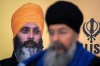A photo of Hardeep Singh Nijjar is seen during a news conference providing an update from the Sikh community about Nijjar's homicide from June 18, 2023 in Surrey, B.C. on Friday, May 3, 2024. Monday's announced expulsion of six Indian diplomats from Canada comes after months of tensions between the two countries, which came to a head after the assassination of B.C. Sikh leader Hardeep Singh Nijjar, allegedly at the behest of the Indian government. THE CANADIAN PRESS/Ethan Cairns