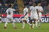 Israel's Mohammad Abu Fani celebrates after scoring his side's first goal during the UEFA Nations League soccer match between Italia and Israel at the Bluenergy Stadium in Udine, Italy, Monday, Oct. 14, 2024. (Andrea Bressanutti/LaPresse via AP)