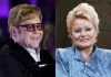 Elton John performs on the South Lawn of the White House in Washington on Sept. 23, 2022, left, and Tammy Faye Bakker appears during the taping of an infomercial in 1987. (AP Photo)