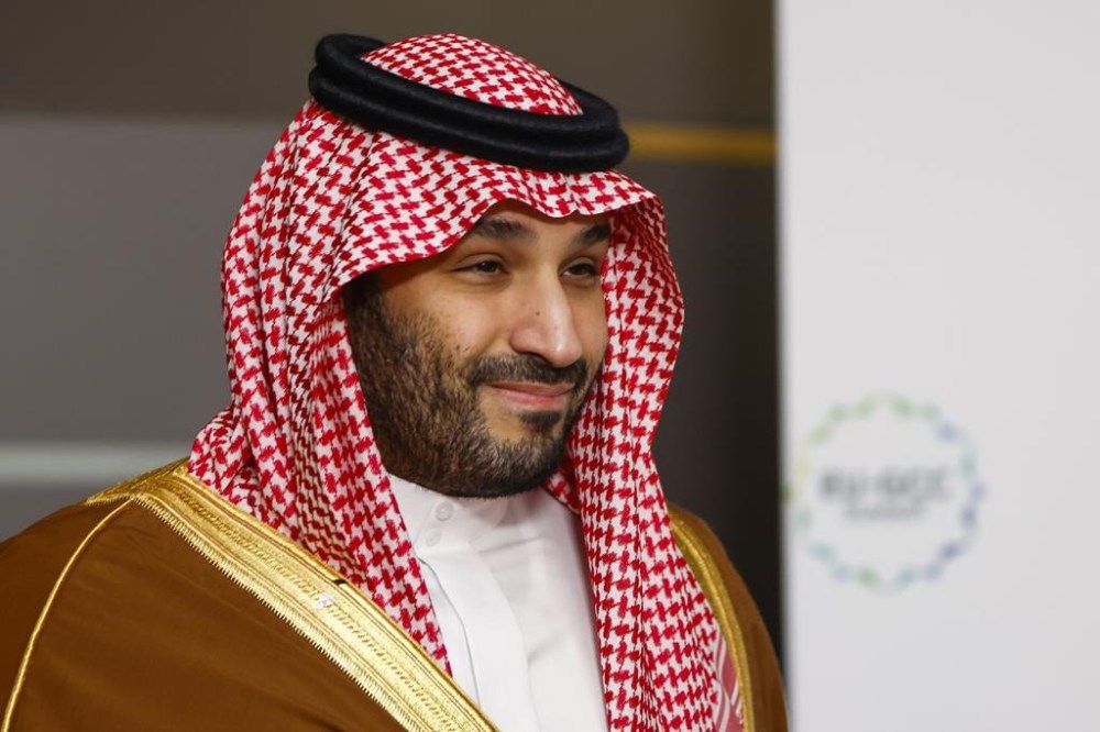 Saudi Arabia's Prime Minister and Crown Prince Mohammed bin Salman bin Abdulaziz Al Saud arrives for an EU-Gulf Cooperation Council meeting at the European Council building in Brussels, Belgium, Wednesday, Oct. 16, 2024. (Johanna Geron, Pool Photo via AP)