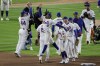 The New York Mets celebrates their win against the Los Angeles Dodgers in Game 5 of a baseball NL Championship Series, Friday, Oct. 18, 2024, in New York. (AP Photo/Adam Hunger)