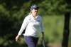 Ashleigh Buhai of South Africa reacts on the 12th green during the second round of the LPGA Ladies Championship golf tournament at the Seowon Valley Country Club in Paju, South Korea, Saturday, Oct. 19, 2024. (AP Photo/Lee Jin-man)