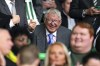 Former Manchester United manager Alex Ferguson reacts in the stands before the Scottish Premiership soccer match between Celtic and Aberdeen, at Celtic Park, in Glasgow, Scotland, Saturday, Oct. 19, 2024. (Jane Barlow/PA via AP)