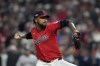 Cleveland Guardians pitcher Emmanuel Clase throws against the New York Yankees during the ninth inning in Game 5 of the baseball AL Championship Series Saturday, Oct. 19, 2024, in Cleveland. (AP Photo/Sue Ogrocki)