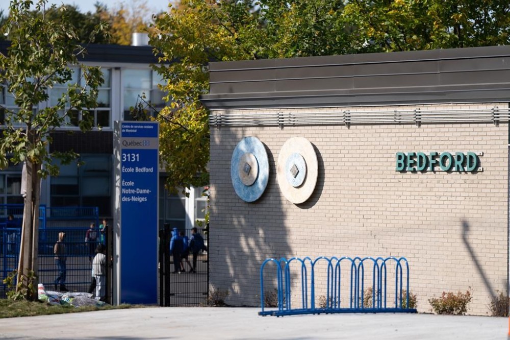 Bedford Elementary School is shown in Montreal on Friday, Oct. 11, 2024. Eleven teachers at a Montreal elementary school have been suspended after a government investigation found they fostered a