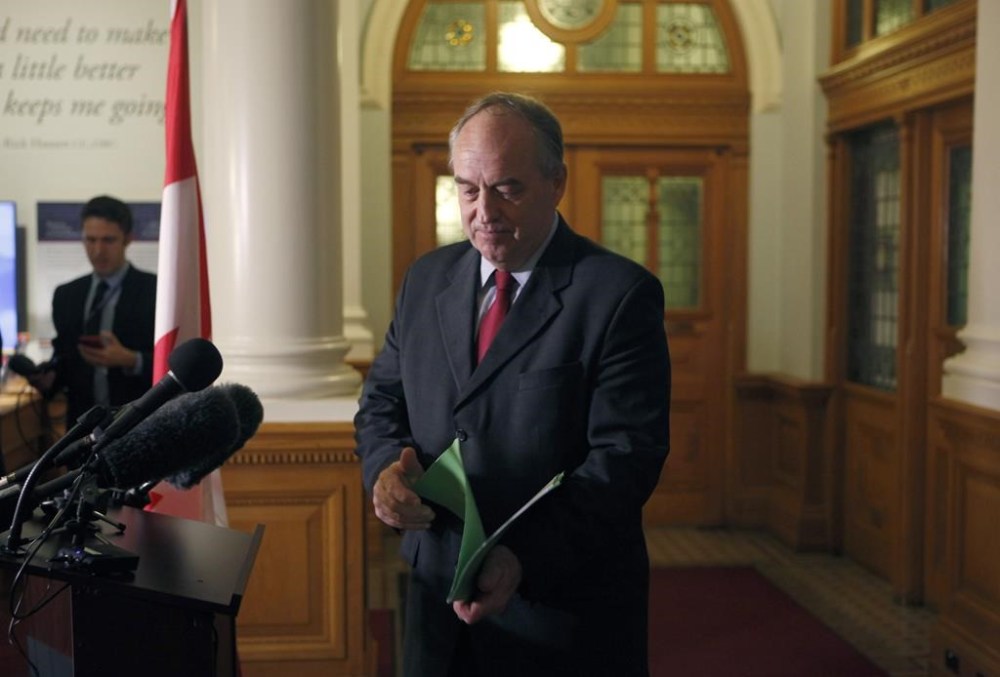Then-B. C. Green Party Leader Andrew Weaver steps away from the podium at a press conference at B.C. Legislature in Victoria, Monday, Oct. 7, 2019. THE CANADIAN PRESS/Chad Hipolito