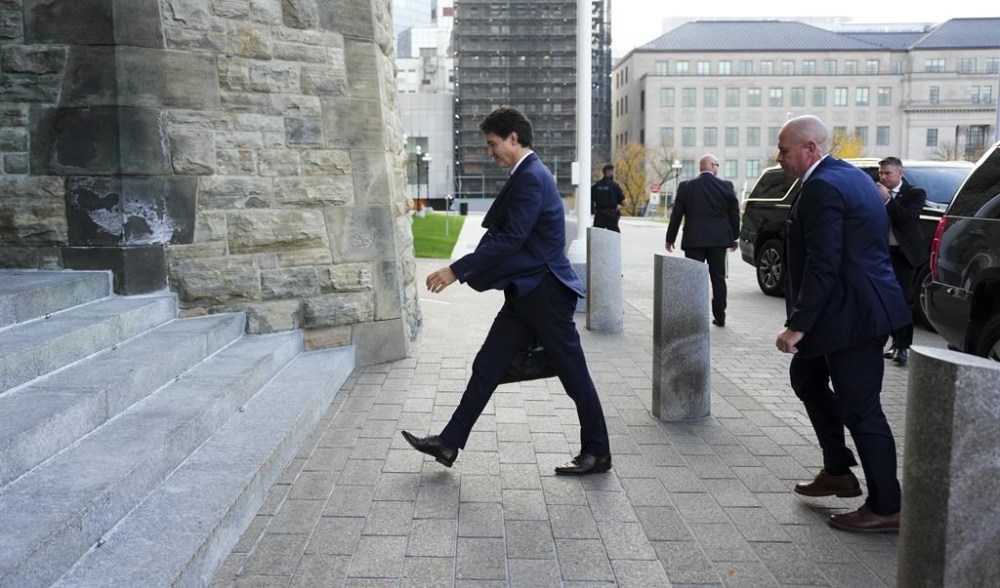 Prime Minister Justin Trudeau arrives to Parliament Hill in Ottawa on Tuesday, Oct. 22, 2024. THE CANADIAN PRESS/Sean Kilpatrick