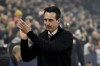 Aston Villa's head coach Unai Emery during the Champions League opening phase soccer match between Aston Villa and Bologna at the Villa Park in Birmingham, England, Tuesday, Oct. 22, 2024. (AP Photo/Rui Vieira)
