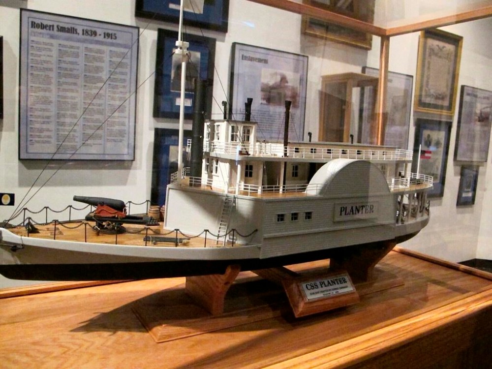 A model of the CSS Planter is displayed at the Charleston Museum, part of a traveling exhibit entitled