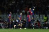 Barcelona's Raphinha , right, celebrates with teammates after scoring the opening goal during a Champions League opening phase soccer match between Barcelona and Bayern Munich at the Lluis Companys Olympic Stadium in Barcelona, Spain, Wednesday, Oct. 23, 2024. (AP Photo/Joan Monfort)