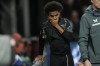 Leverkusen's Amine Adli leaves the pitch because of an injury during the Champions League opening phase soccer match between Brest and Bayer Leverkusen in Guingamp, western France, Wednesday, Oct. 23, 2024. (AP Photo/Christophe Ena)