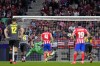 Lille's Jonathan David, 2nd right, scores his sides second goal during the Champions League opening phase soccer match between Atletico Madrid and Lille at the Metropolitano stadium in Madrid, Spain, Wednesday, Oct. 23, 2024. (AP Photo/Manu Fernandez)
