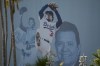 A mural is displayed of Los Angeles Dodgers legend Fernando Valenzuela at Dodger Stadium Thursday, Oct. 24, 2024, in Los Angeles. Valenzuela died Tuesday at age 63. The New York Yankees face the Dodgers in Game 1 of the baseball World Series Friday. (AP Photo/Julio Cortez)