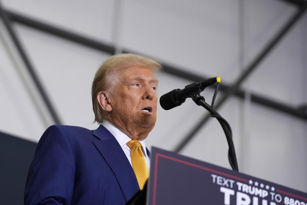 Republican presidential nominee former President Donald Trump speaks during a news conference at Austin-Bergstrom International Airport, Friday, Oct. 25, 2024, in Austin, Texas. (AP Photo/Alex Brandon)