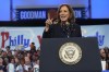 Democratic presidential nominee Vice President Kamala Harris speaks during a community rally at the Alan Horwitz 