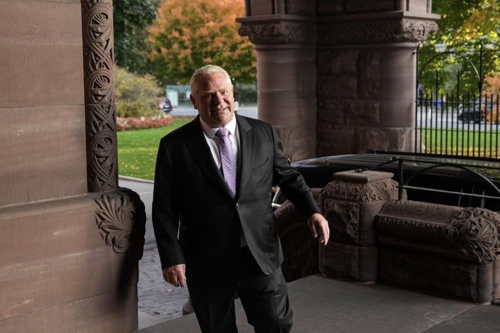 Ontario Premier Doug Ford arrives at Queens Park as the Ontario legislature resumes in Toronto, Monday, Oct. 21, 2024. THE CANADIAN PRESS/Chris Young