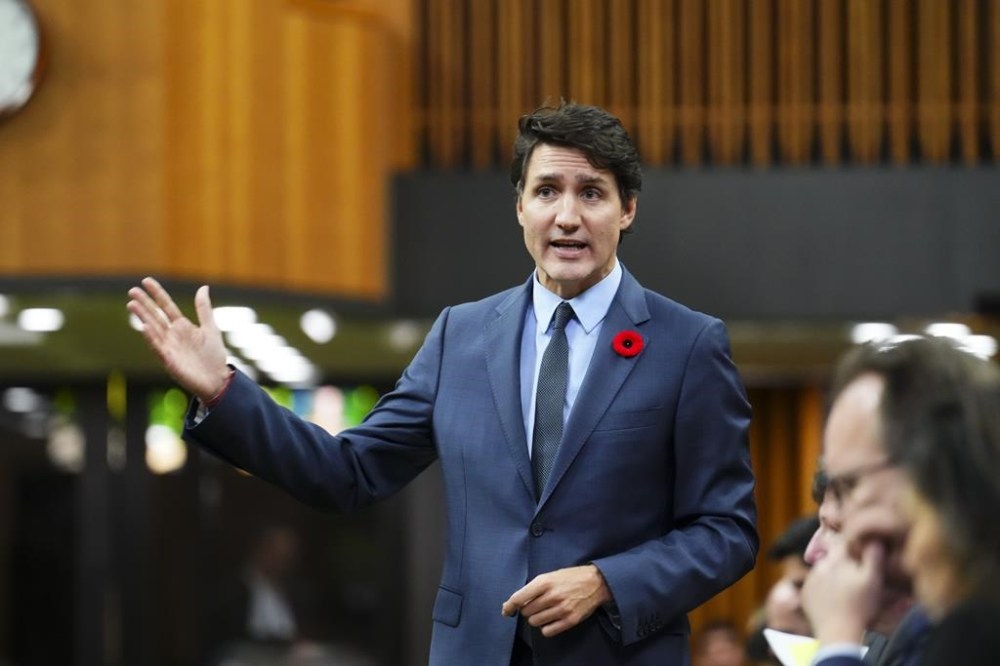 Prime Minister Justin Trudeau rises during question period in the House of Commons on Parliament Hill in Ottawa, Wednesday, Oct. 30, 2023. THE CANADIAN PRESS/Sean Kilpatrick