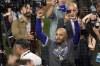 Los Angeles Dodgers' Mookie Betts celebrates after the Dodgers beat the New York Yankees in Game 5 to win the baseball World Series, Thursday, Oct. 31, 2024, in New York. (AP Photo/Seth Wenig)