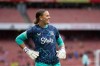 Canadian goalkeeper Rylee Foster is shown warming up for Everton women’s team before a Barclays Women’s Super League game on Oct. 6, 2024, against Arsenal at Emirates Stadium. THE CANADIAN PRESS/HO Nina Farooqi. **Mandatory Credits**
