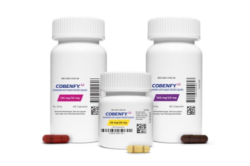 This image provided by Bristol Myers Squibb in October 2024 shows the company's drug Cobenfy, which the U.S. Food and Drug Administration approved for the treatment of schizophrenia in September 2024. (Bristol Myers Squibb via AP)