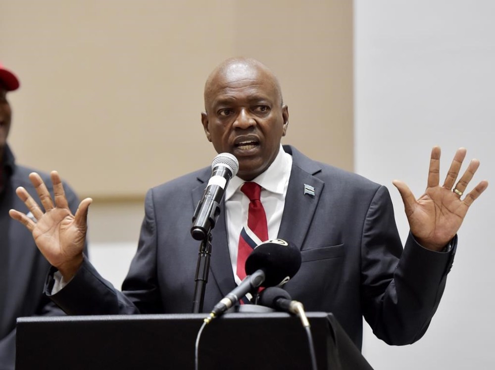 Botswana's President Mokgweetsi Masisi concedes defeat in the general election during a press conference in Gaborone, Botswana, Friday, Nov.1, 2024, in a seismic moment of change for the country that ended the ruling party's 58 years in power since independence from Britain in the 1960s. (AP Photo)