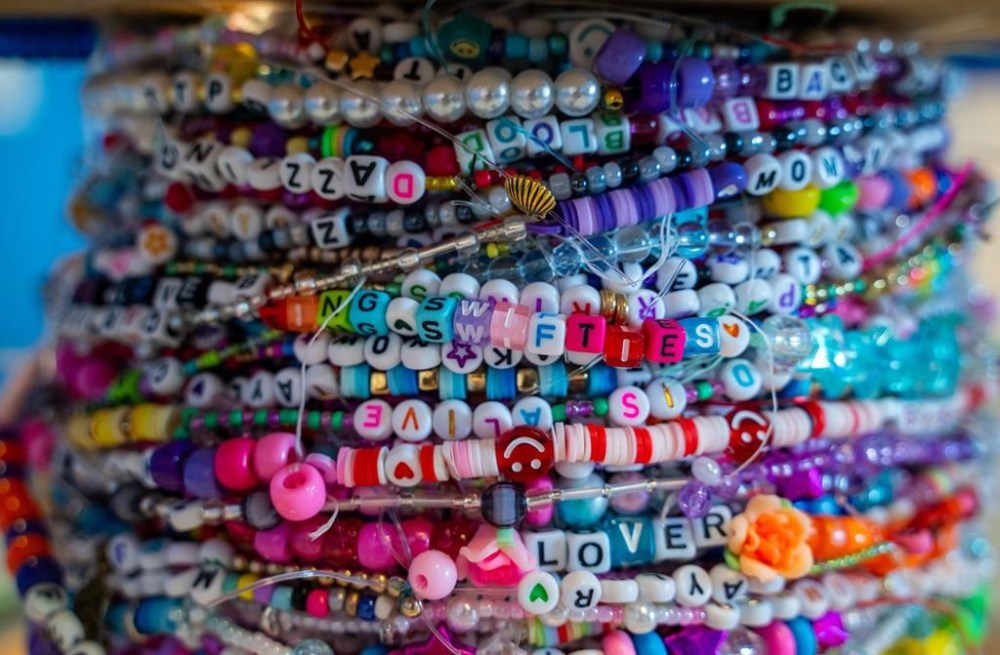 A friendship bracelet is seen at Z99 radio station in Regina on July 19. The friendship bracelet is being created in an attempt to be the largest in the world in a bid to bring Taylor Swift back to the province. THE CANADIAN PRESS/Heywood Yu