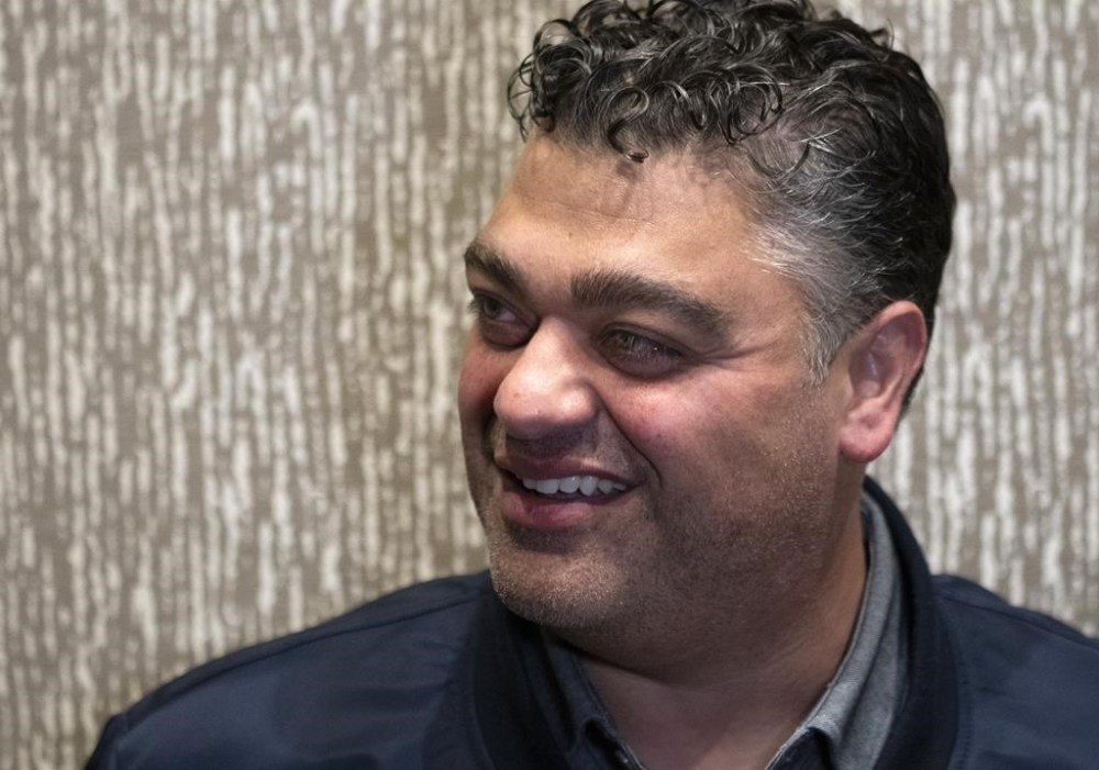 FILE - Los Angeles Angels general manager Perry Minasian responds to questions during the Major League Baseball winter meetings Dec. 5, 2023, in Nashville, Tenn. (AP Photo/George Walker IV, File)