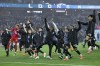 The Minnesota United celebrate after winning a first-round soccer match of the MLS Cup playoffs against Real Salt Lake in St. Paul, Minn., Saturday, Nov. 2, 2024. (AP Photo/Ellen Schmidt)