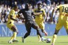 Napoli's Romelu Lukaku is surrounded by Atalanta players during the Serie A soccer match between Napoli and Atalanta at the Diego Armando Maradona Stadium in Naples, southern italy, Sunday , Nov. 3 , 2024. (Alessandro Garofalo/LaPresse via AP)