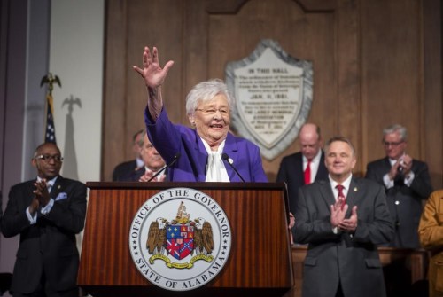 FILE - Alabama Gov. Kay Ivey delivers the State of the State address at the Alabama State Capitol in Montgomery, Ala., on Tuesday, Feb. 6, 2024. (The Montgomery Advertiser via AP, File)