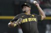 FILE - San Diego Padres pitcher Wandy Peralta (58) throws against the Arizona Diamondbacks in the first inning during a baseball game, Saturday, Sept. 28, 2024, in Phoenix. (AP Photo/Rick Scuteri, File)