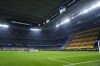 Players of Real Madrid and AC Milan observe a minute of silence for the victims of floods in Spain before the Champions League opening phase soccer match at the Santiago Bernabeu stadium in Madrid, Spain, Tuesday, Nov. 5, 2024. (AP Photo/Manu Fernandez)