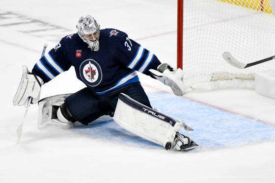 Jets goalie Connor Hellebuyck will be honoured by the team before the game tonight. (Fred Greenslade / The Canadian Press files)