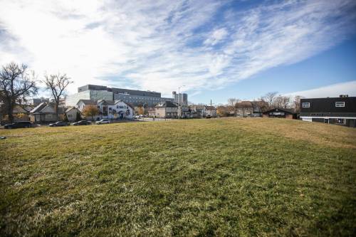MIKAELA MACKENZIE / FREE PRESS
                                The field across from Rossbrook House where children were approached by a machete-wielding man Saturday.