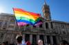 GREGORIO BORGIA / THE ASSOCIATED PRESS FILES
                                A demonstrator waves a rainbow flag in front of the Basilica of Saint Mary Major during the annual Pride march in Rome in June 2021. A fuller acceptance of same-sex relationships is not on the agenda at the Synod on Synodality.