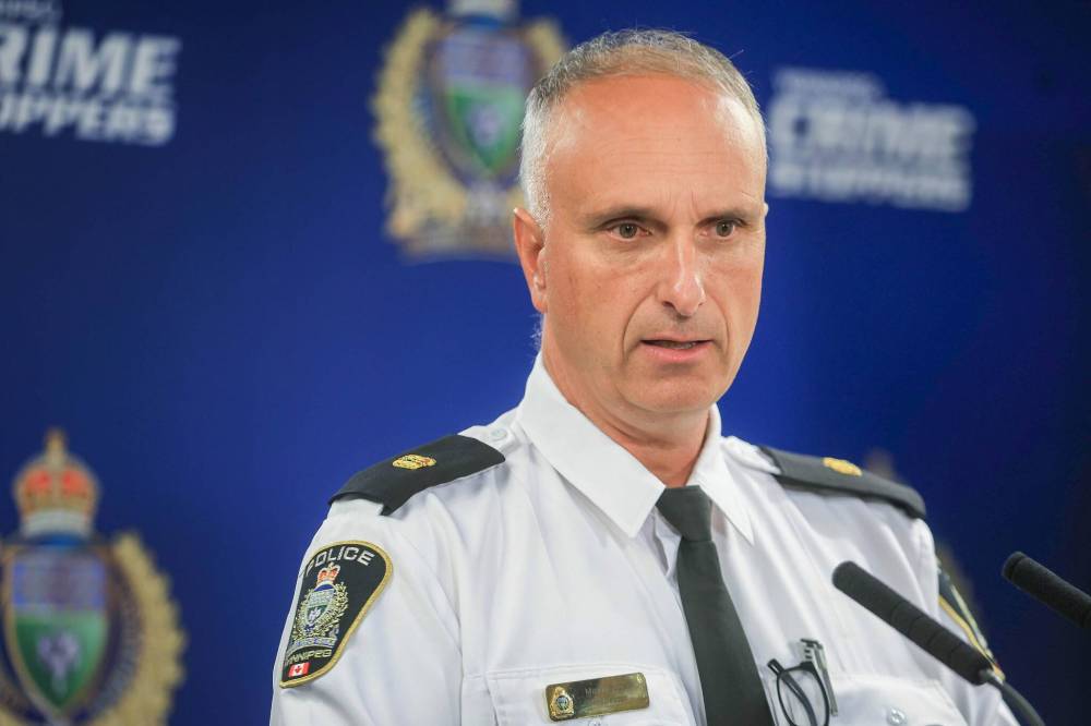 Ruth Bonneville / Free Press
                                Winnipeg Police Service divisional commander Max Waddell spoke at a news conference Wednesday about a WPS investigation targeting dangerous drivers and stunt driving.