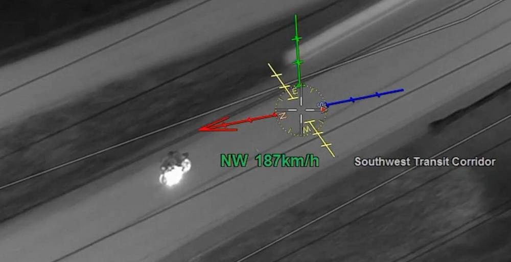 An image from video obtained by police shows a person travelling at more than 185 km/h. (Supplied)