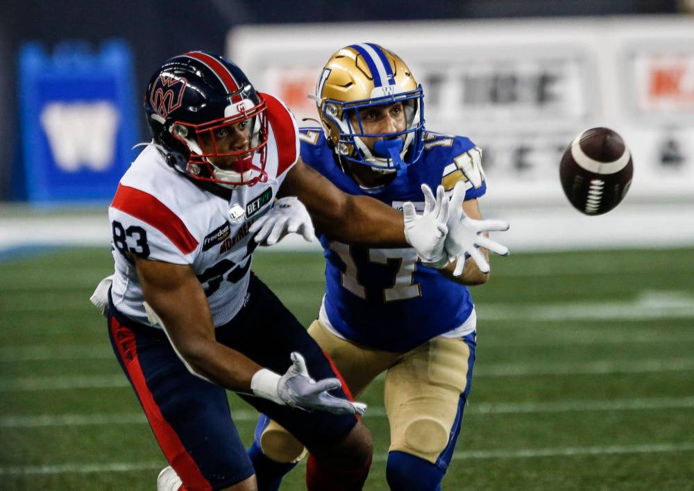 JOHN WOODS / THE CANADIAN PRESS FILES
Winnipeg Blue Bombers’ Redha Kramdi can usually be seen with a smile on his face, whether he’s crushing opponents on the field or relaxing off of it.
