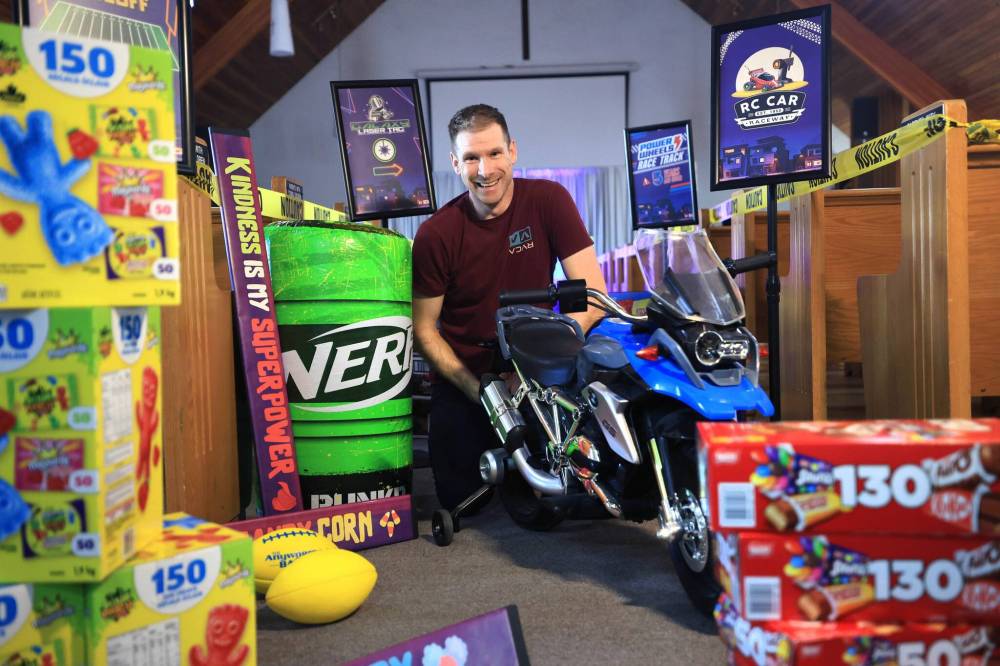 Ruth Bonneville / Free Press
Pastor Graham Hunt and his staff are busy preparing for hundreds of kids to enjoy a fun evening of games, races and candy at their Light up the Night alternative Halloween party.