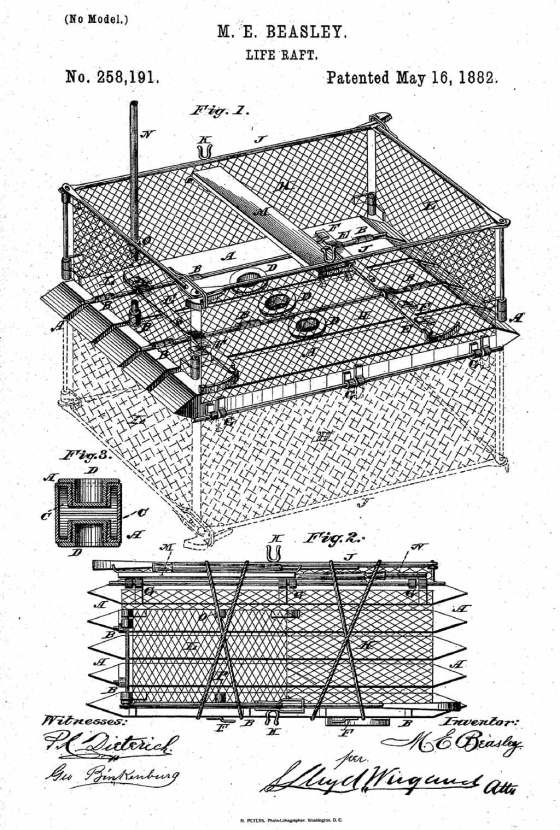 Maria Beasley's improved life raft.  (Google Patents)