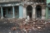 Debris from a building damaged by the passage of Hurricane Rafael covers the street in Havana, Cuba, Thursday, Nov. 7, 2024. (AP Photo/Ariel Ley)