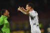 Empoli's Pietro Pellegri celebrates after scoring his side's first goal during the Serie A soccer match between Lecce and Empoli at the Via del Mare Stadium in Lecce, Italy, Friday, Nov. 8, 2024. (Giovanni Evangelista/LaPresse via AP)
