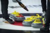 Curling rocks seen at the Brier, in Regina, Friday, March 8, 2024. Alberta's Kurt Balderston defeated Newfoundland and Labrador's Trent Skanes 6-4 on Friday and qualified for the semifinals at the Canadian mixed curling championship. THE CANADIAN PRESS/Darryl Dyck