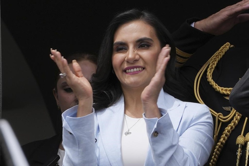FILE - Ecuador's Vice President Veronica Abad attends a changing of the guard ceremony at the Carondelet government palace in Quito, Ecuador, Nov. 28, 2023. (AP Photo/Dolores Ochoa, File)