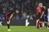 Barcelona's Robert Lewandowski reacts after the Spanish La Liga soccer match between Real Sociedad and Barcelona at the Anoeta stadium, in San Sebastian, Spain, Sunday, Nov. 10, 2024. (AP Photo/Miguel Oses)