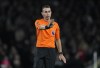 FILE - Referee David Coote reacts during the English Premier League soccer match between Tottenham Hotspur and Brighton and Brentford, at White Hart Lane Stadium in London, England, Wednesday , Jan 31, 2024. (AP Photo/Dave Shopland, File)